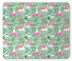 Flamingos on Jungle Leaves Mouse Pad