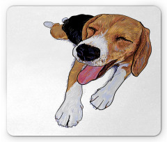 Smiling Resting Dog Sketch Mouse Pad