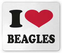 I Love Beagles Lettering Mouse Pad