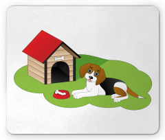 Dog House Bone Grass Graphic Mouse Pad