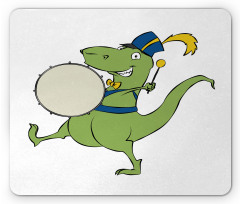 Happy Green Dinosaur Playing Mouse Pad