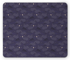 Crescent Moon Stars Clouds Mouse Pad