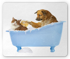 Dog and Cat in Bathtub Mouse Pad