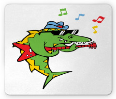 Crocodile Holding Guitar Mouse Pad