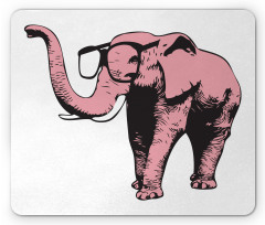 Cartoon Elephant in Glasses Mouse Pad