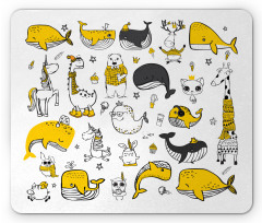 Hipster Style Animal Motifs Mouse Pad