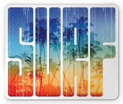 Surf Retro Letters Palms Mouse Pad