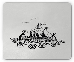 Ship with Whirlpool Waves Mouse Pad