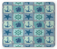 Ships Wheel Turquoise Mouse Pad