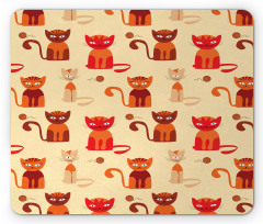 Cats in Paprika Orange Tone Mouse Pad