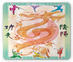 Colorful Dragon and Samurais Mouse Pad