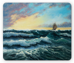 Ship in the Sea Painting Mouse Pad