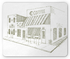 Urban Sidewalk Cafe Drawing Mouse Pad