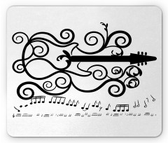 Retro Curls and Music Notes Mouse Pad