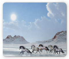 Snowy Day Wild Horse Mouse Pad