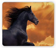 Galloping Friesian Horse Mouse Pad