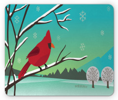 Bird on Snowy Branch Mouse Pad