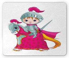 Knight Child on Horse Cartoon Mouse Pad