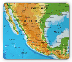 Detailed Map of Mexico Oceans Mouse Pad