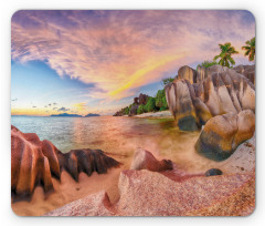 Rock Beach Sunset Photo Mouse Pad