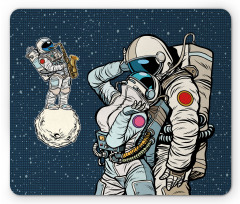 Romantic Couple in Space Mouse Pad