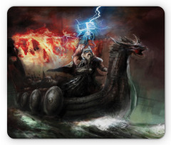 Vikings Boat Stormy Sea Mouse Pad
