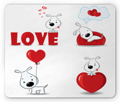 Funny Dog with Hearts Mouse Pad