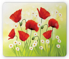 Floral Chamomile Poppy Mouse Pad