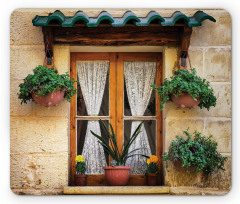 Old Window and Flowers Mouse Pad