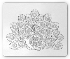 Outline Design Peacock Bird Mouse Pad