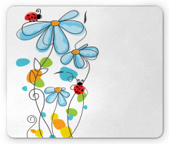 Cartoon Ladybugs Flowers Mouse Pad