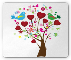 Hearts and Birds Blossom Tree Mouse Pad