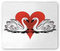 Couple Swans Lake Hearts Art Mouse Pad