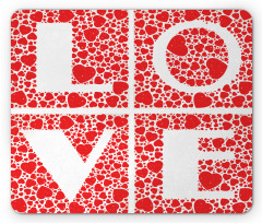 Letters Hearts Motif Graphic Mouse Pad