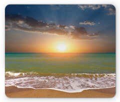 Sandy Beach Waves Sunset Mouse Pad