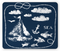 Boat Clouds Anchor Mouse Pad