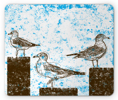 Grungy Sketch Seagulls Mouse Pad