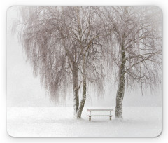 Snowy Bench in the Park Mouse Pad