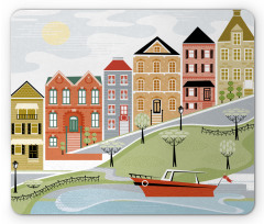 Quaint Village Street Mouse Pad