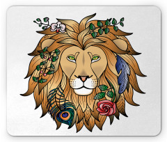 Lion with Flower Mouse Pad