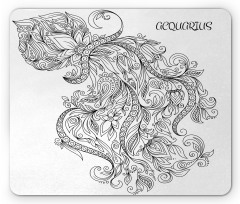 Floral Astrology Aquarius Mouse Pad