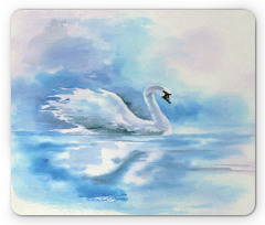 Swan in Hazy River Art Mouse Pad