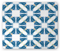 Moroccan Blue Leaves Mouse Pad