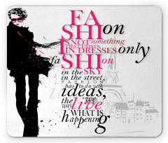 Paris Girl Words Mouse Pad