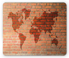 World Map on Brick Wall Mouse Pad