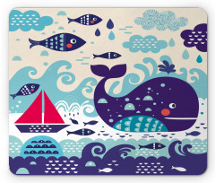 Cartoon Whale an Fishes Mouse Pad