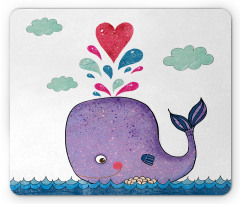 Smiley Whale with Cloud Mouse Pad
