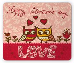 Owls Love Heart Mouse Pad