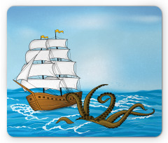 Ship in Waves and Kraken Mouse Pad