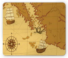 Old Map with Ship Compass Mouse Pad